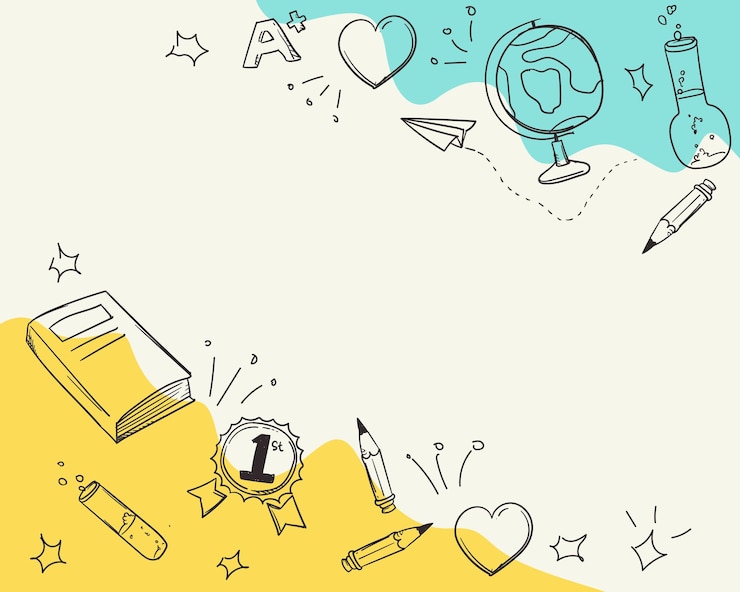 De volta ao fundo da escola com elementos de doodle desenhados à mão