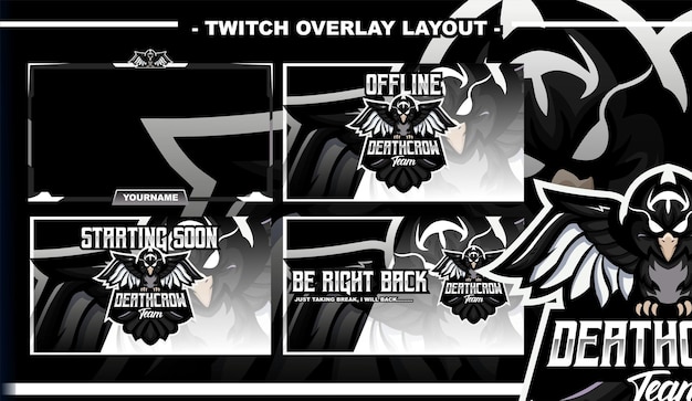 Death Black Crow Gaming layout design streamer twitch logo personagem