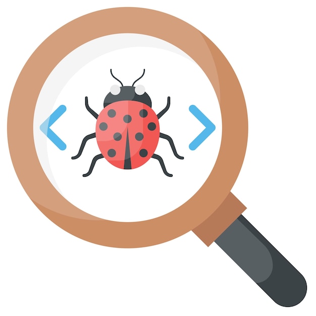 Debugging Concept Code Audit QA Vector Design Software e símbolo de desenvolvimento web Programa de computador