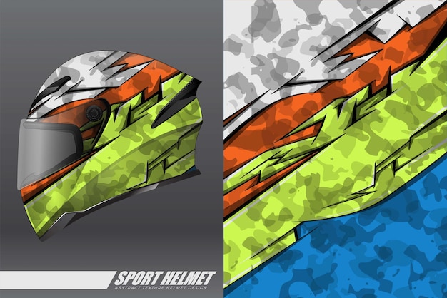 Decalque de capacete de corrida e ilustração de design de adesivo de vinil