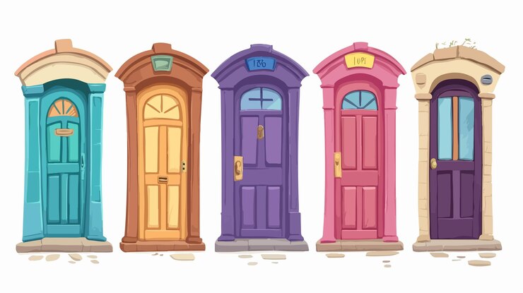 Vetor decisão de escolha de porta ilustração isolada