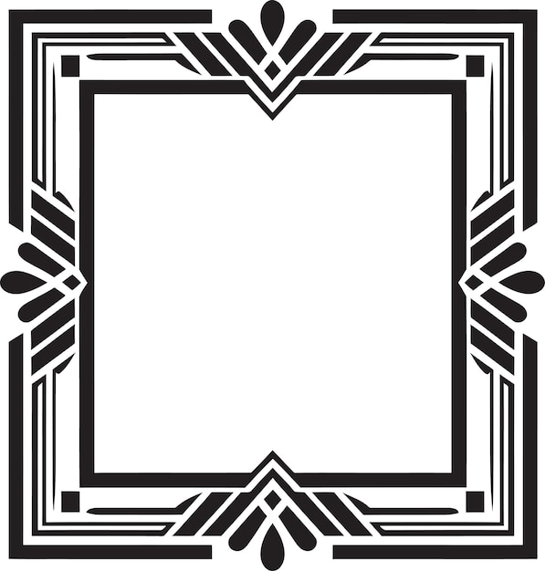 Deco elegance emblema preto com moldura art deco em vetor linhas glamourosas vector monocromático