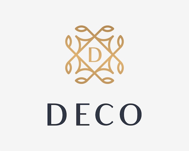 Vetor deco luxo decorativo elegante antigo moldura minimalista com letras iniciais design de logotipo vetorial