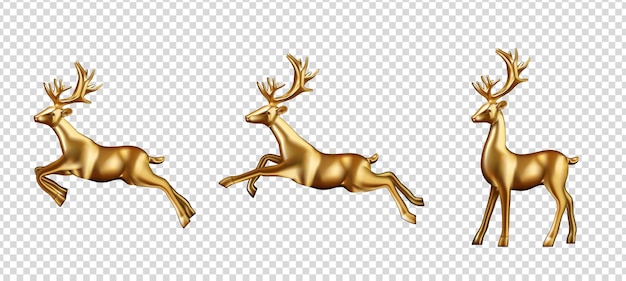 Decoração 3d de veado dourado para o projeto de Natal e ano novo. Ilustração vetorial