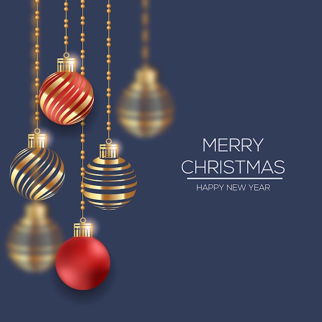 Decoração de bola de natal com bola de ouro vermelha