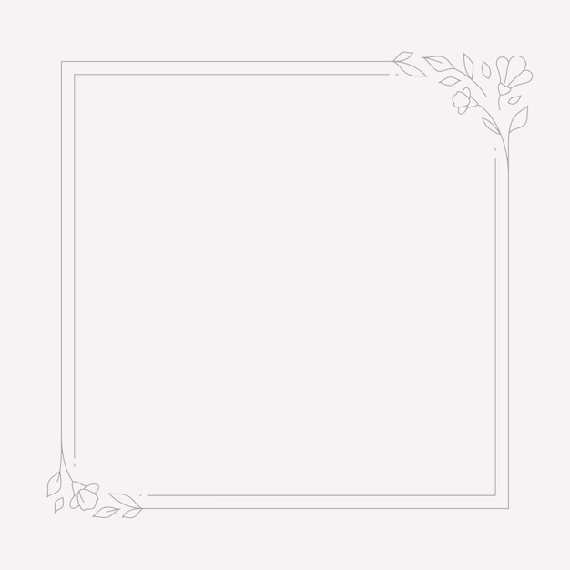 Decoração de borda quadrada elegante de moldura antiga floral para ilustração em vetor vintage de linha de cartão de casamento de convite