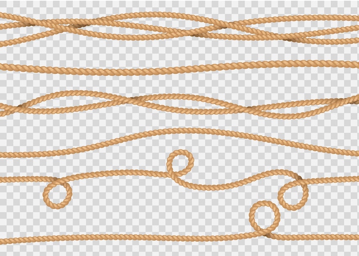 Vetor decoração de corda. cordão de juta realista cabo marinho marinho, linha de laço. ilustração vetorial faixa desenhada de marinheiro marinho padrão sem emenda listra