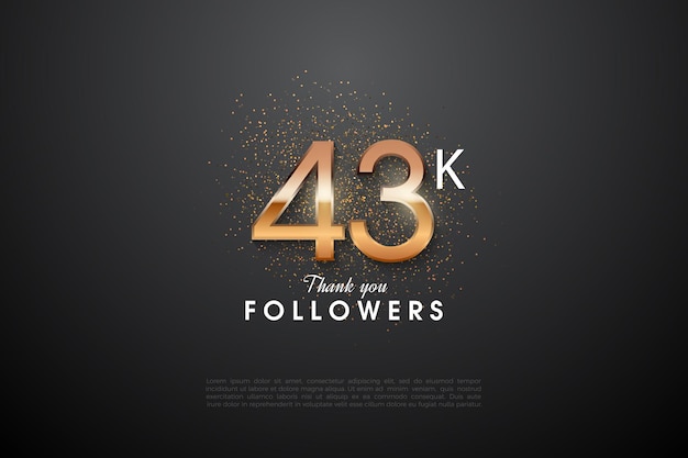 decoração de glitter dourado para comemoração de 43 mil seguidores.