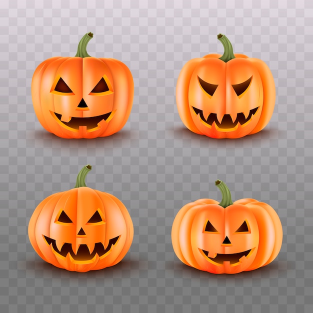 Decoração de Halloween. Abóboras assustadoras. ilustração
