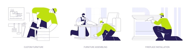 Decoração de interiores ilustrações vetoriais de conceitos abstratos