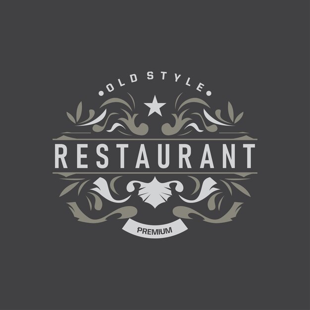 decoração de linha simples de luxo design de logotipo com modelo de ilustração retro vintage