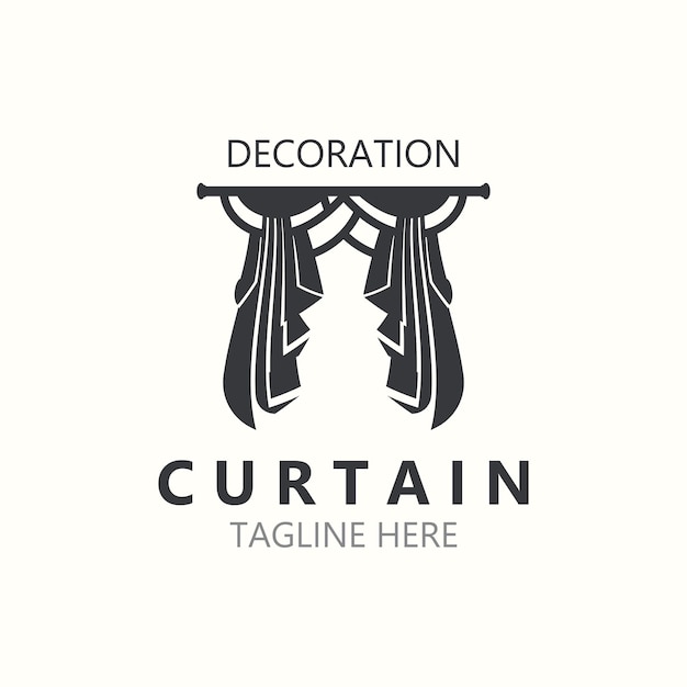 Decoração de logotipo de cortina estilo minimalista elegante ilustração de design vetorial