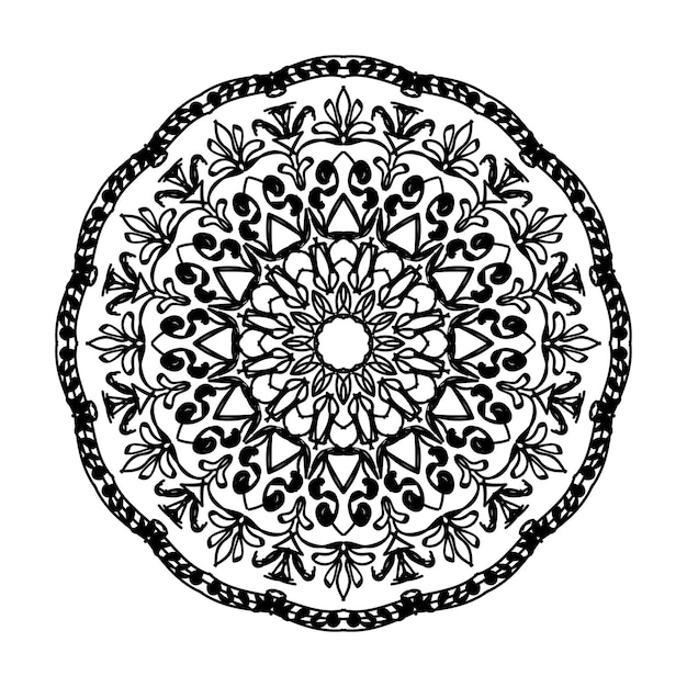 Decoração de mandala desenhada à mão em ornamento de doodle oriental étnico