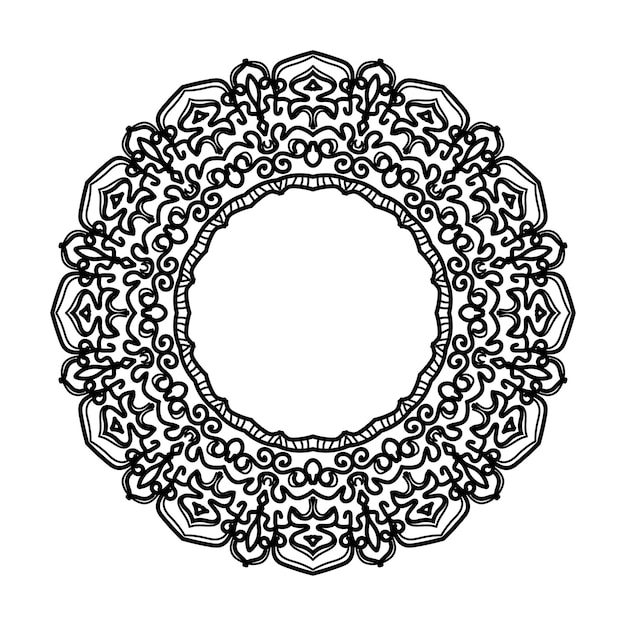 Decoração de mandala desenhada à mão em ornamento de doodle oriental étnico