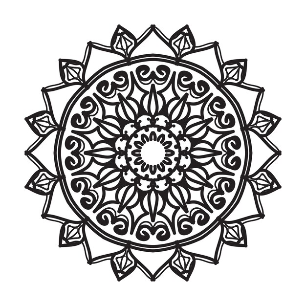 Decoração de mandala desenhada à mão em ornamento de doodle oriental étnico