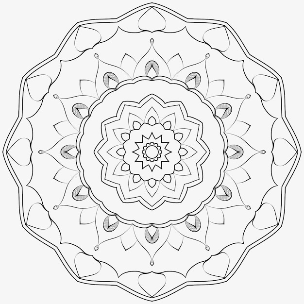 Decoração de mandala indiana vetorial ornamento redondo padrão circular alpona