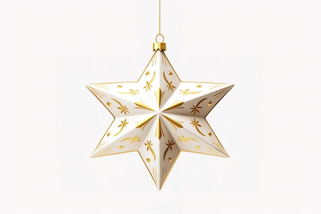 Vetor decoração de natal de cinco estrelas de ouro para a bruxa na árvore