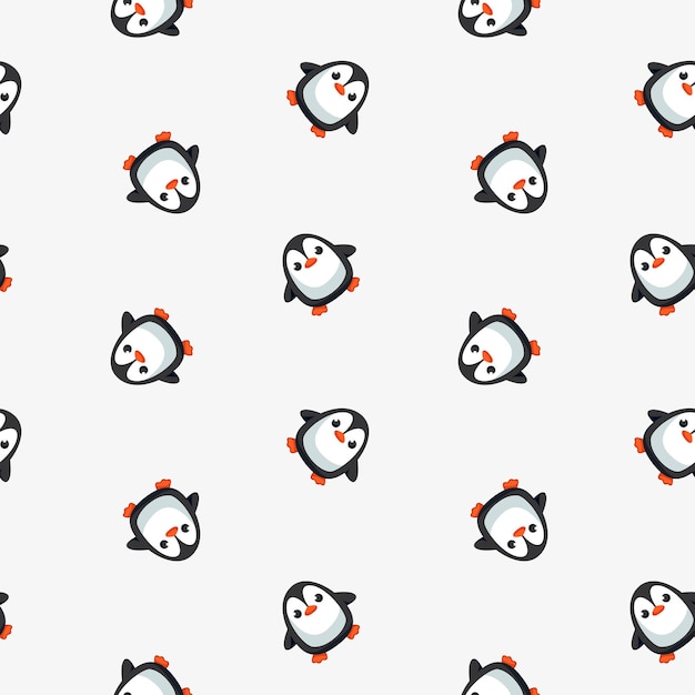 Decoração de natal fofa com padrão perfeito com pinguins em um fundo branco impressão infantil alegre