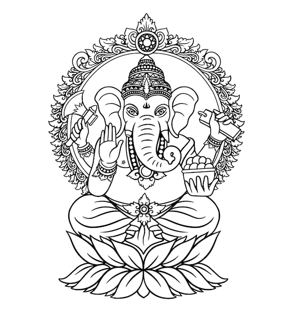 Decoração de ornamento floral de elefante deus Ganesha