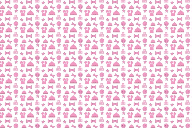 Decoração de padrão de bebê sem costura com vetor de elementos de brinquedo rosa para cenários design de padrão infantil abstrato para papéis de parede e fundos de capas de livros vetor de padrão sem fim com brinquedos de bebê