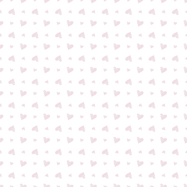 Decoração festiva para o dia dos namorados. impressão de linha simples bonito. sem costura padrão rosa com corações desenhados à mão. ilustração plana vetorial para papel de embrulho, têxtil e design