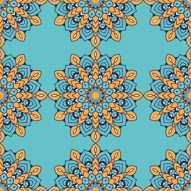 Decoração floral colorido mandala etnia padrão artístico ilustração vetorial design