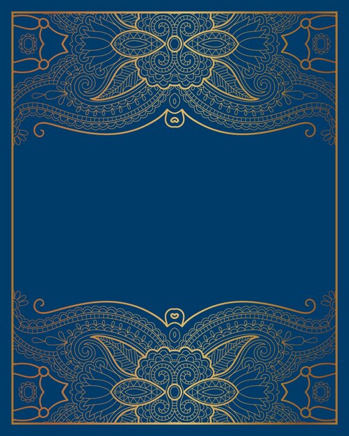 Decoração floral elegante de fundo ornamental dourado em azul