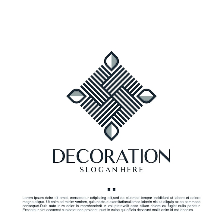 Vetor decoração minimalista, folha, modelo de design de logotipo