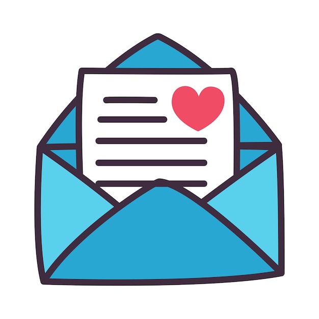 Decoração tradicional do dia dos namorados Ilustrações em estilo cartoon Envelope de mensagem de amor
