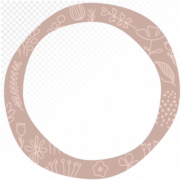 Vetor decoração vetorial quadro de círculo abstrato com pontos de flores de contorno