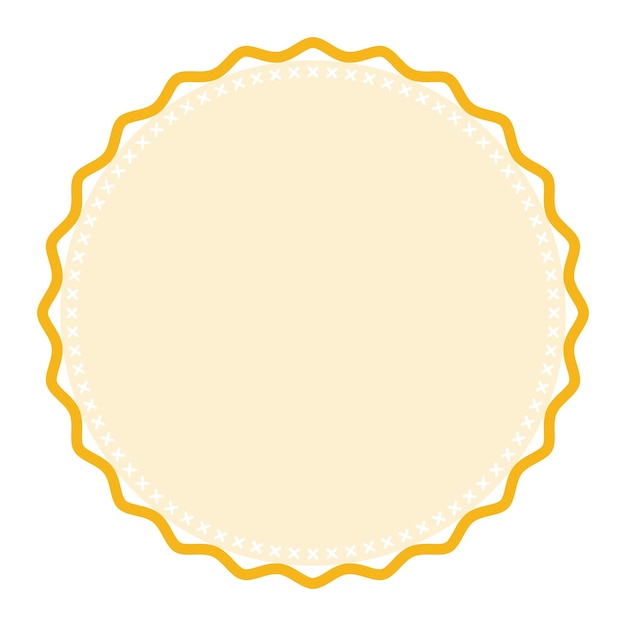Vetor decorative light yellow round frame plain sticker border com design de detalhes delicados