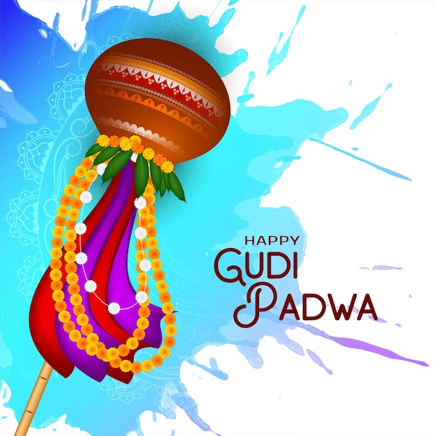Decorativo Feliz Gudi padwa Festival indiano fundo elegante