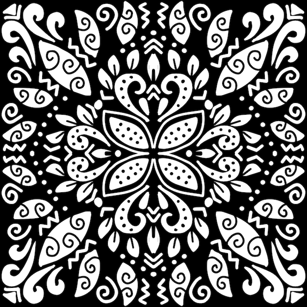 Decorativo floral desenhado à mão em estilo mandala