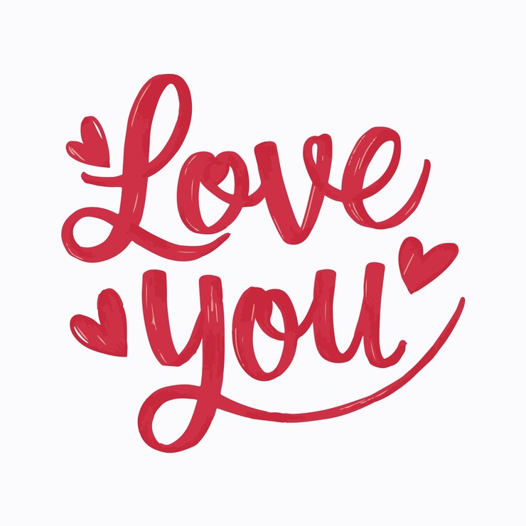 decorativo Love you tipografia com fonte lúdica em fundo branco ilustração