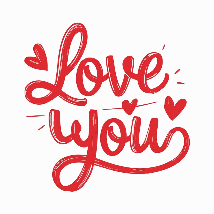 decorativo Love you tipografia com fonte lúdica em fundo branco ilustração