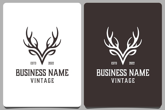 Deer classic retro conceito de logotipo