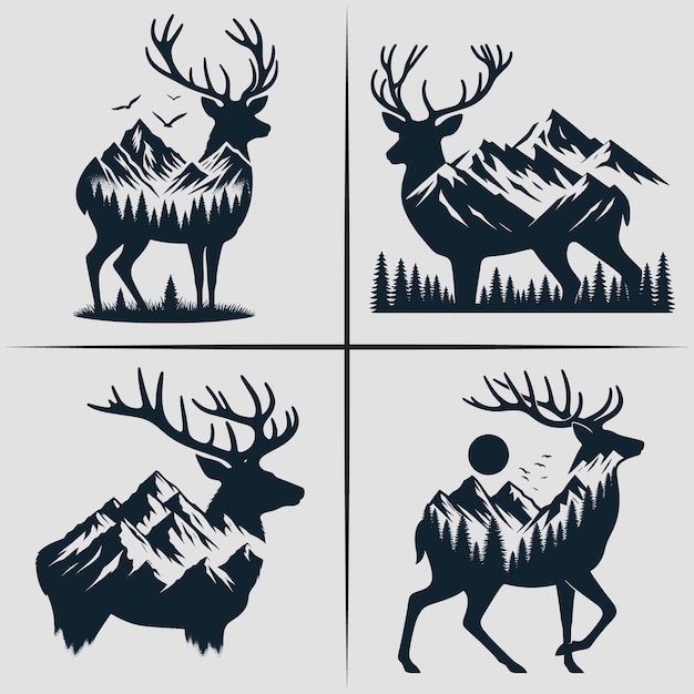 Deer vector bundle arquivo preto e branco deer arquivo de silhueta deer caça