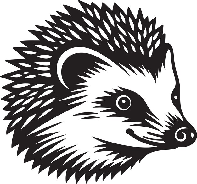 Defensor rolante em arte vector hedgehog misteriosa marca monocromática do ouriço