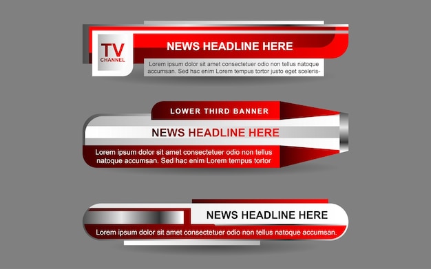 Defina banners e terços inferiores para o canal de notícias com a cor vermelha e branca