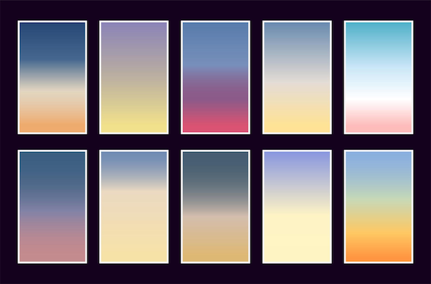 Defina gradientes modernos em modelos abstratos de fundo desfocado do pôr do sol e do nascer do sol