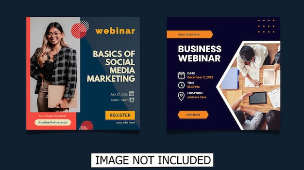 Defina o banner de promoção de marketing on-line do modelo de postagem de mídia social do webinar