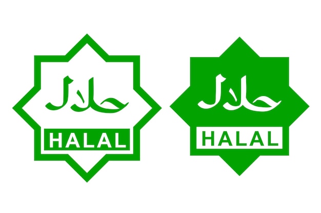 Definir 2 sinal vetorial halal isolado em branco
