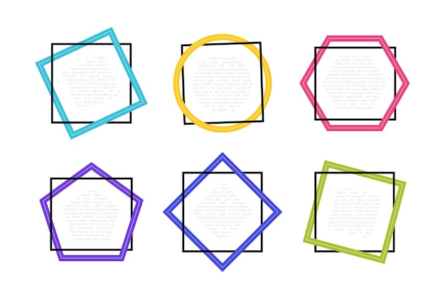 Vetor definir caixas de texto geométricas de forma diferente bolha de fala de caixa de citação colorida ilustração vetorial moderna