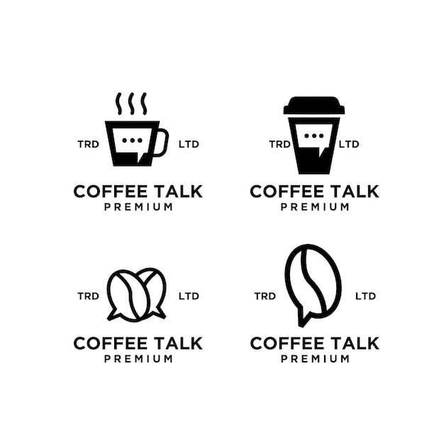 Definir coleção de conversa de café simples design de logotipo de vetor preto simples