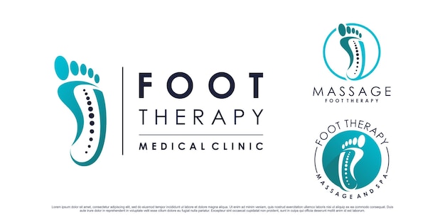 Definir coleção de design de logotipo de massagem de terapia de pés com elemento criativo vetor premium