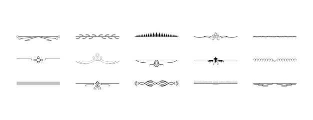 Definir coleção de linha simples preta doodle elementos de borda de desenho vetorial estilo esboço isolado