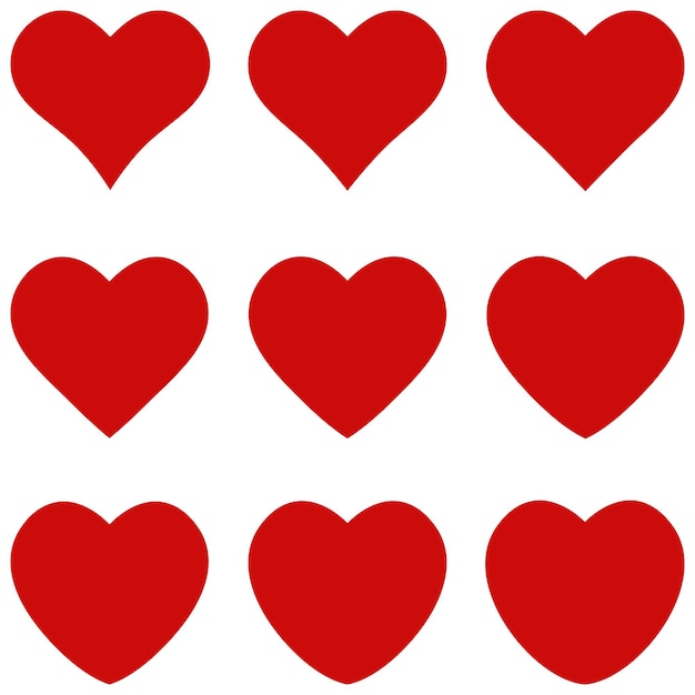 Definir corações vermelhos, ícone vetorial de forma geométrica elegante, sinal de coração, símbolo de amor favorito para amantes no dia dos namorados