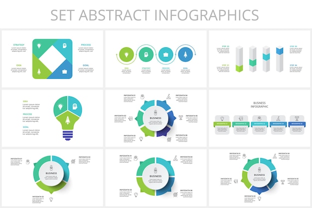 Definir cronograma com modelo infográfico de 6 5 4 3 elementos para ilustração vetorial de apresentações de negócios na web