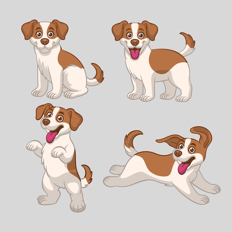 Vetor definir desenho de jack russel puppy em várias poses