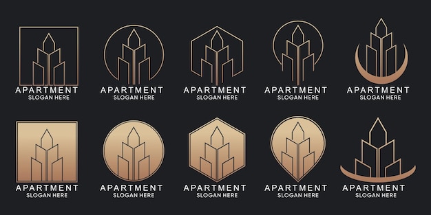 Definir design de logotipo de apartamento exclusivo vetor premium